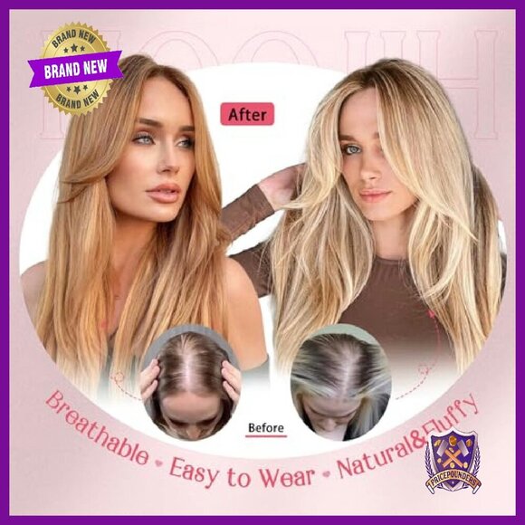 Long Layered Hair Topper with Bangs for Thinning Hair 18 Inch Synthetic main image 4